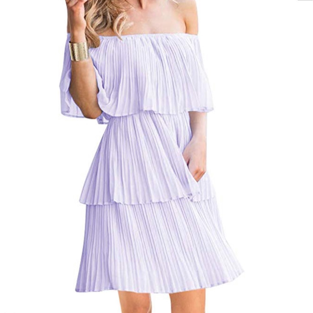 Off the Shoulder Ruffle Dress - Brand New